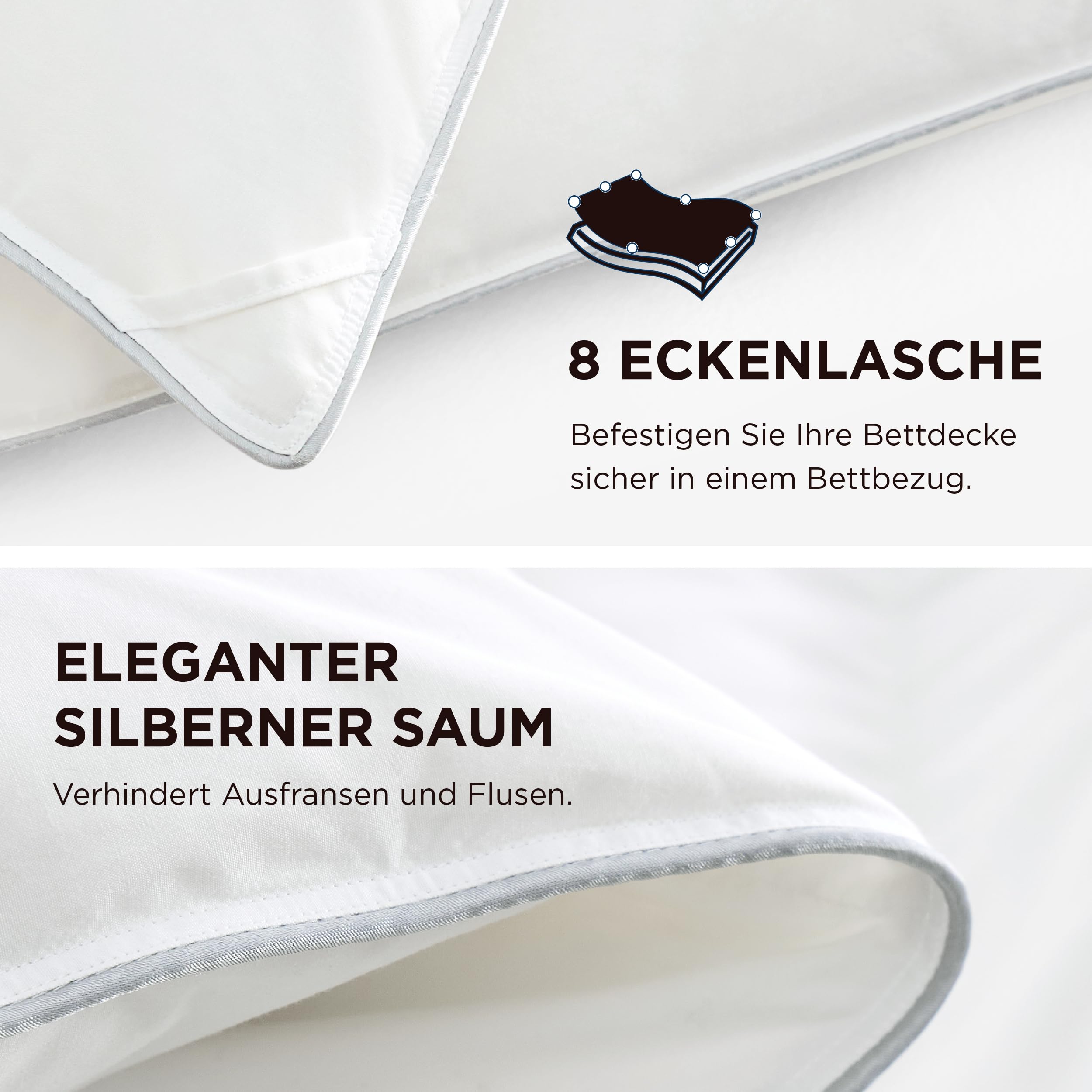 BEDSURE Daunendecke 135x200 Daunen Bettdecke - Warm Winterdecke 90% Daunen und 10% Federn 880 gr. Füllung, Federbettdecke with Öko-Tex, RDS in Deutschland, Waschbar Steppdecke Weiß | Winterdecke aus 90% Daunen,Dick Füllung, Extra Warm Federbettdecke with