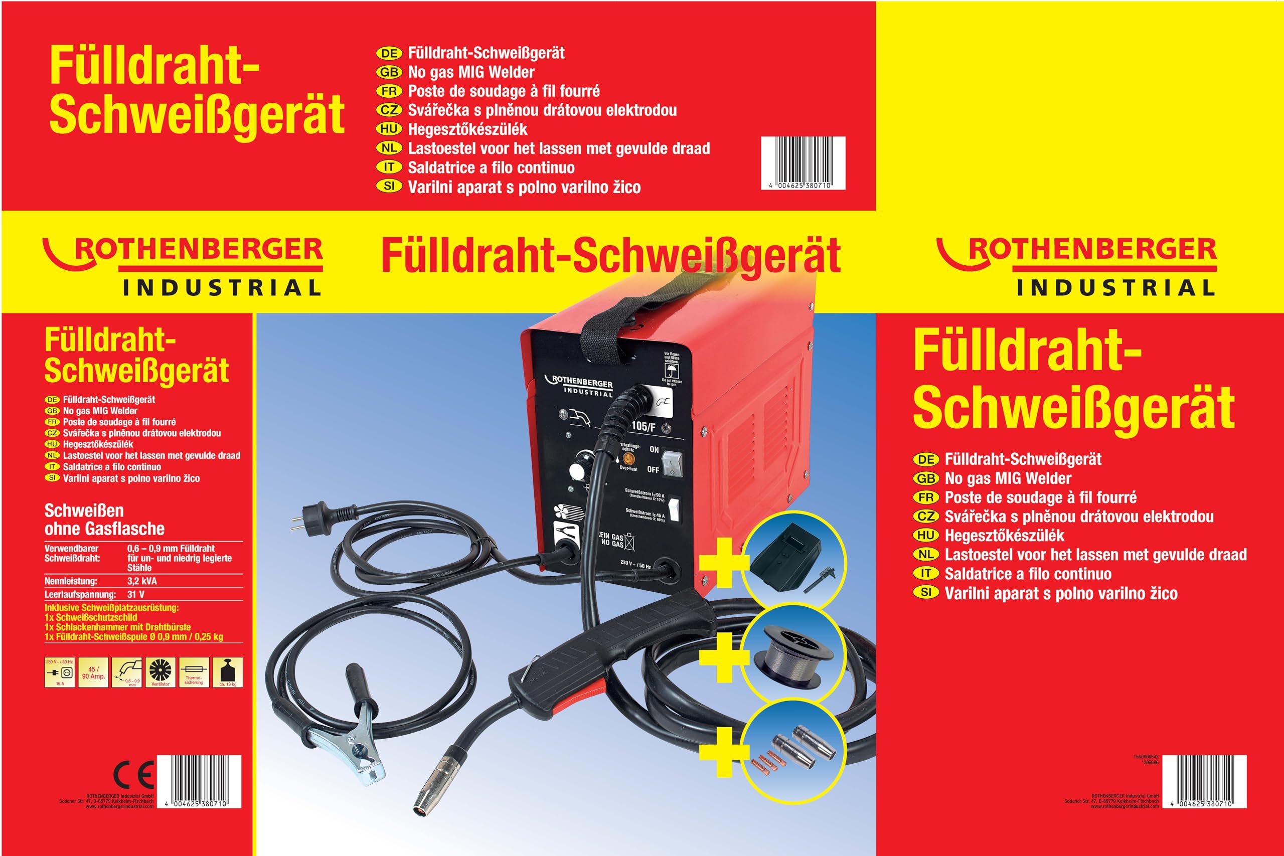 ROTHENBERGER Industrial Set spawarka do drutu wypełniającego RoCored Welder 90 | do spawania drutu wypełniającego bez dodatku gazu ochronnego | 1500000542