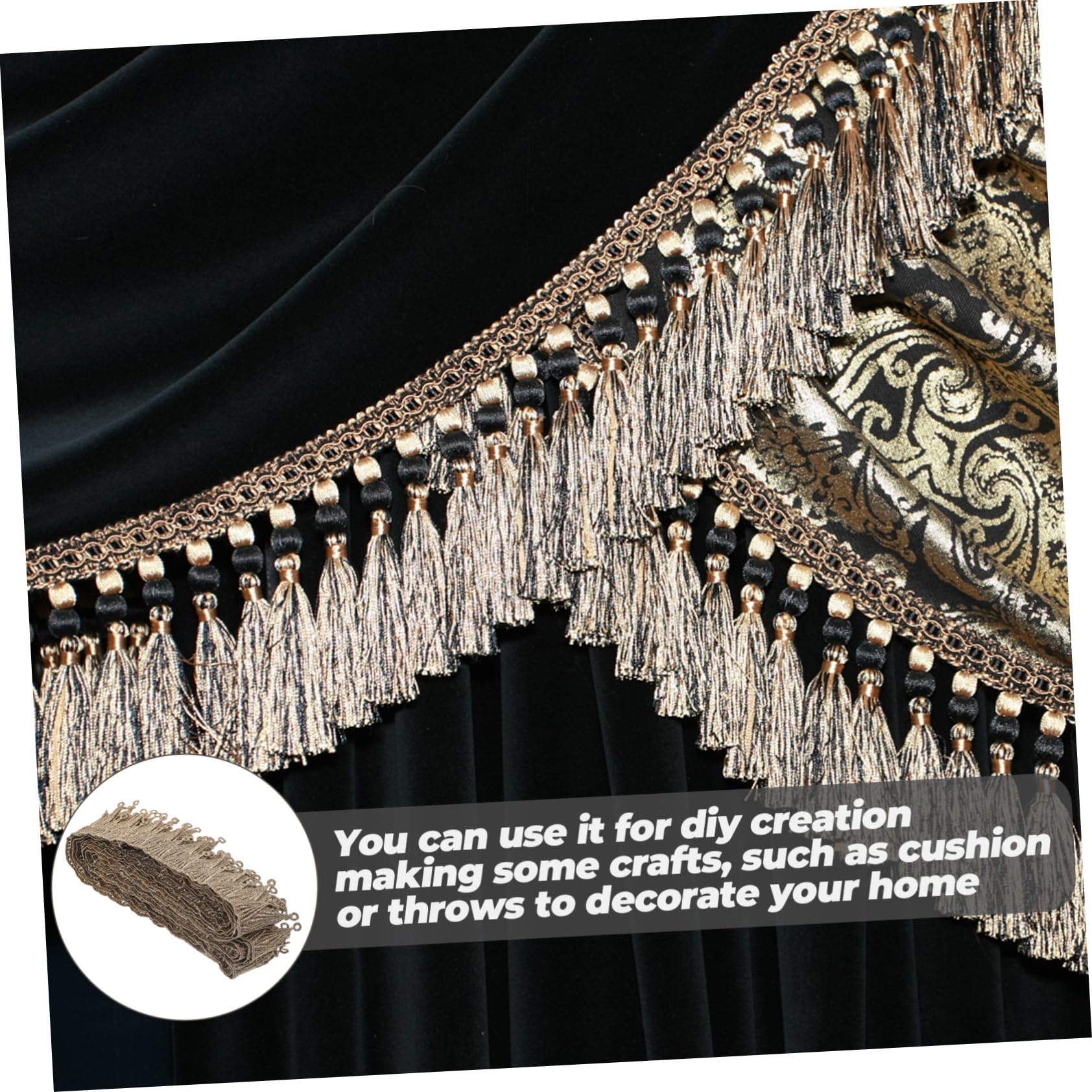 Fringe Dentelle Dorée Pour Rideaux Finition Décorative Pour Couture Et Artisanat Yards De Bordure Élégante Pour Projets Et Décorations De Maison
