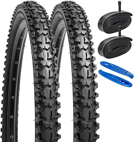 YUNSCM 2 neumáticos para bicicleta de montaña de 26 pulgadas de 26 x 1.9553-559 y 26 pulgadas, válvula Schrader AV32mm compatible con neumáticos y
