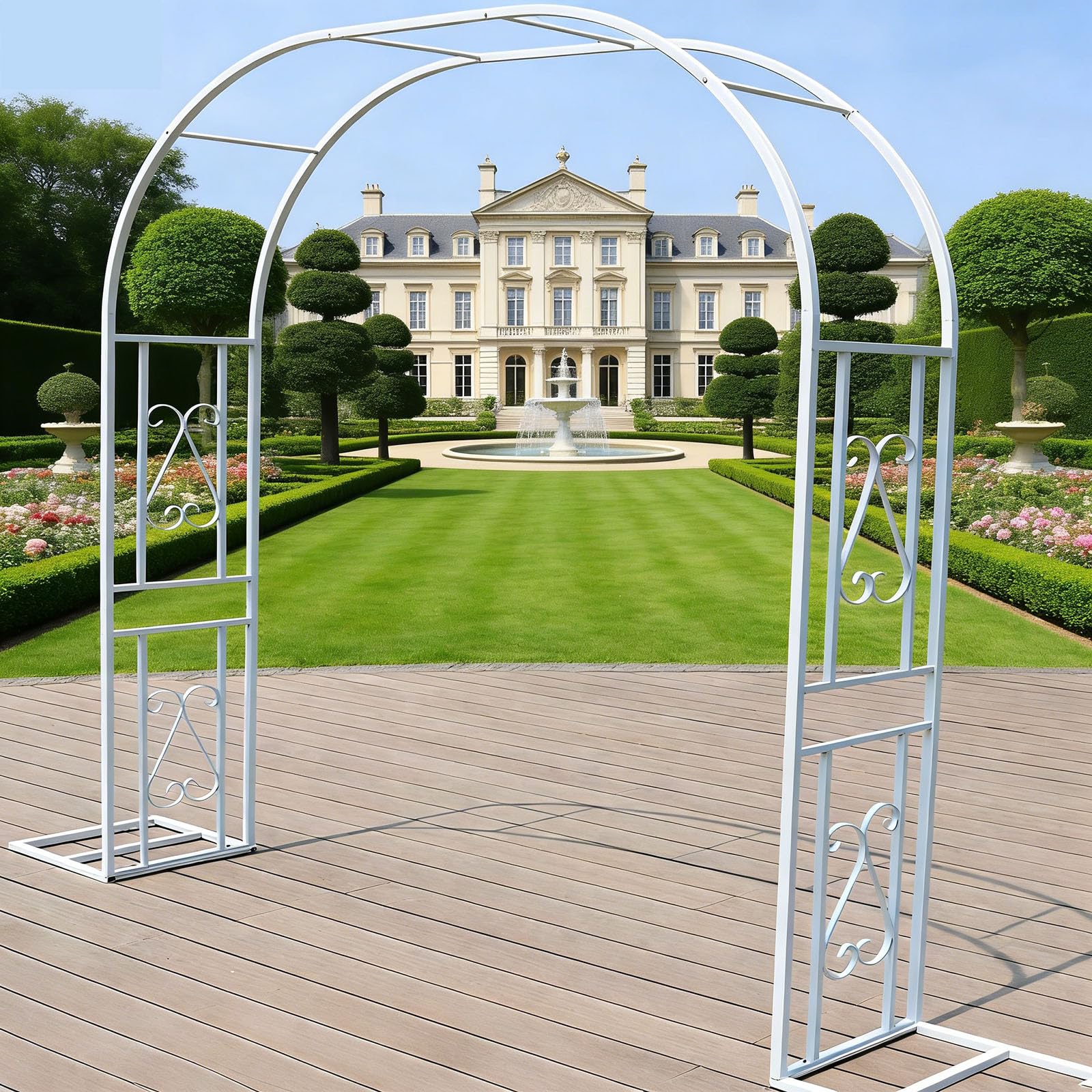 Arco da giardino 140 x 40 x 230 cm in ferro battuto per rose per piante rampicanti Ele Cerimony Det traliccio all'aperto per matrimoni ed eventi in giardino