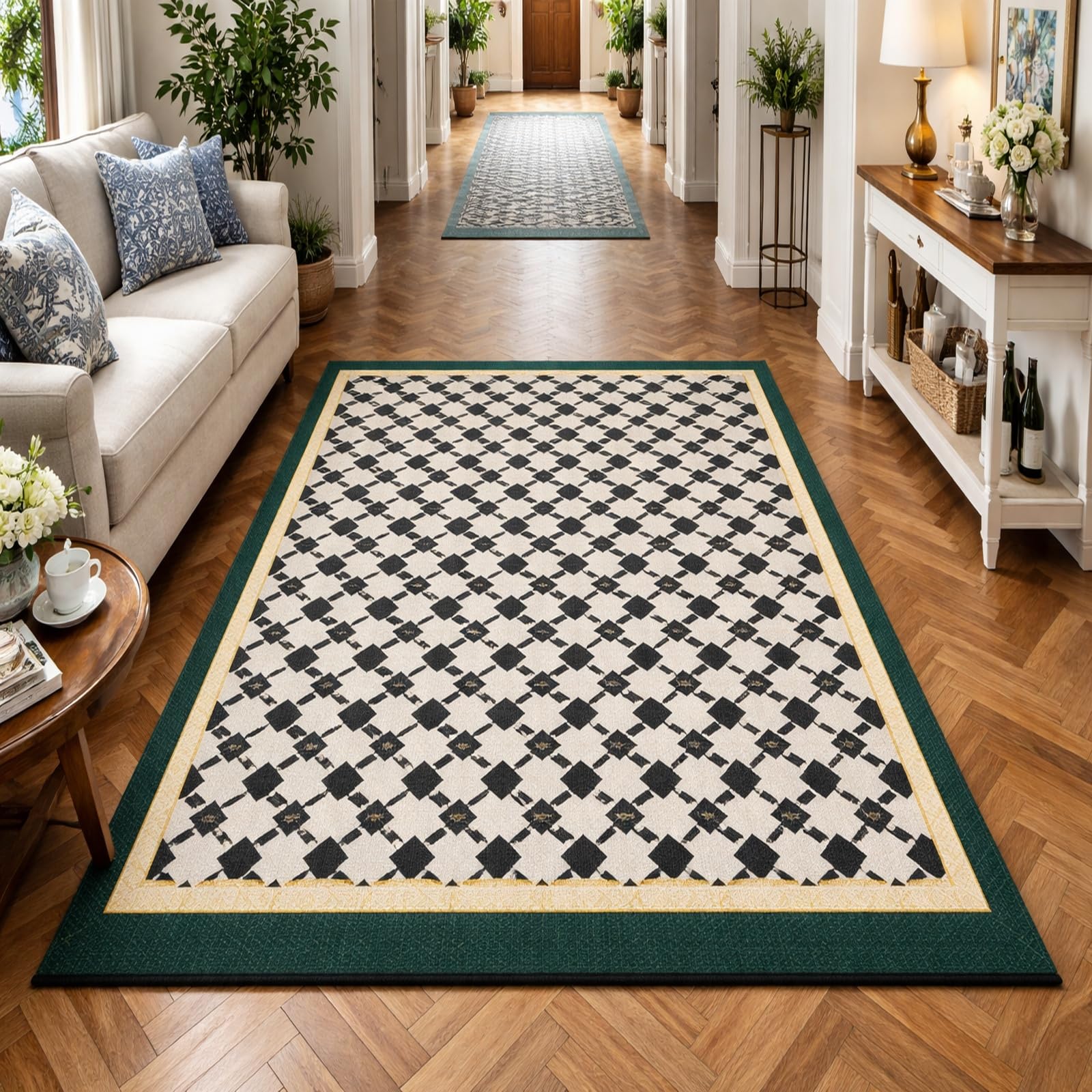 Tapis de salle à manger géométrique pour terrasse et cuisine