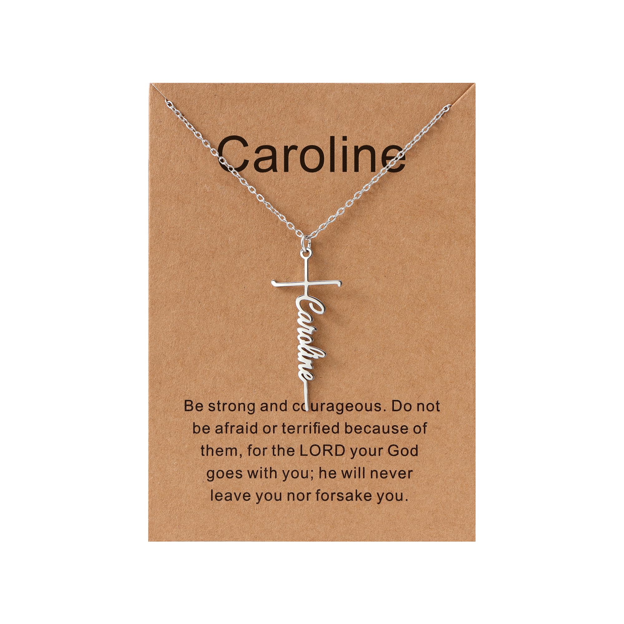 Personalized Cross Name Necklace for Women, Custom Nameplate Cross Necklace Customized Jewelry Gift for Women Baptism Gifts for Daughter Granddaughter