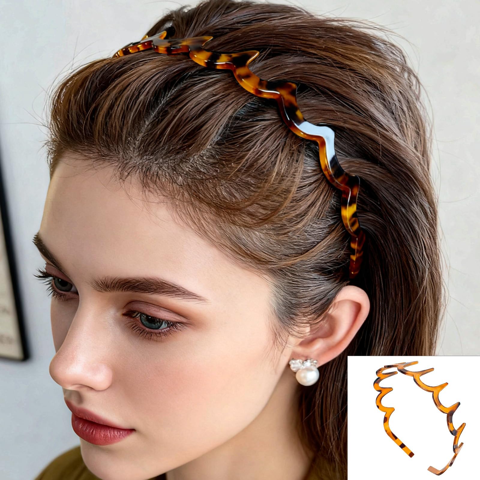 8 fasce per capelli con denti antiscivolo, pettine, alla moda, in plastica, accessori per capelli, per donne, uomini, adolescenti, ragazze, leopardato