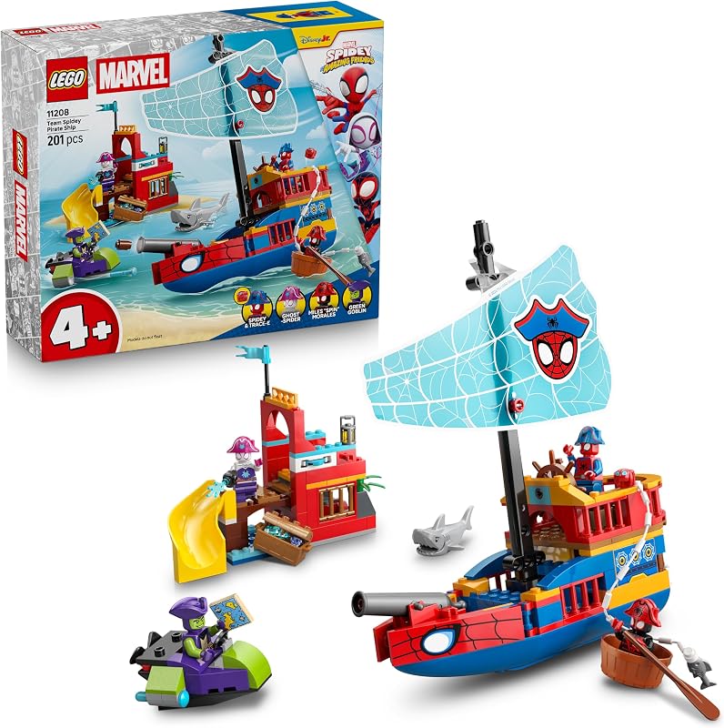 LEGO ǀ Marvel Nave Pirata del Team Spidey - Set dei Supereroi con Nave Giocattolo, 2 Barche…