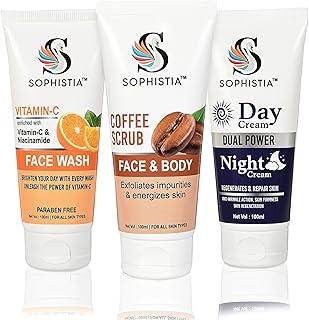 SOPHISTIA Skincare Combo – Facewash, Coffee Scrub & Day-Night Cream (100ml Each) | Brightens, Exfoliates & Hydrates | With Vitamin C, Niacinamide, Retinol & Coffee | Men & Women | Pack of 3-picture-37
