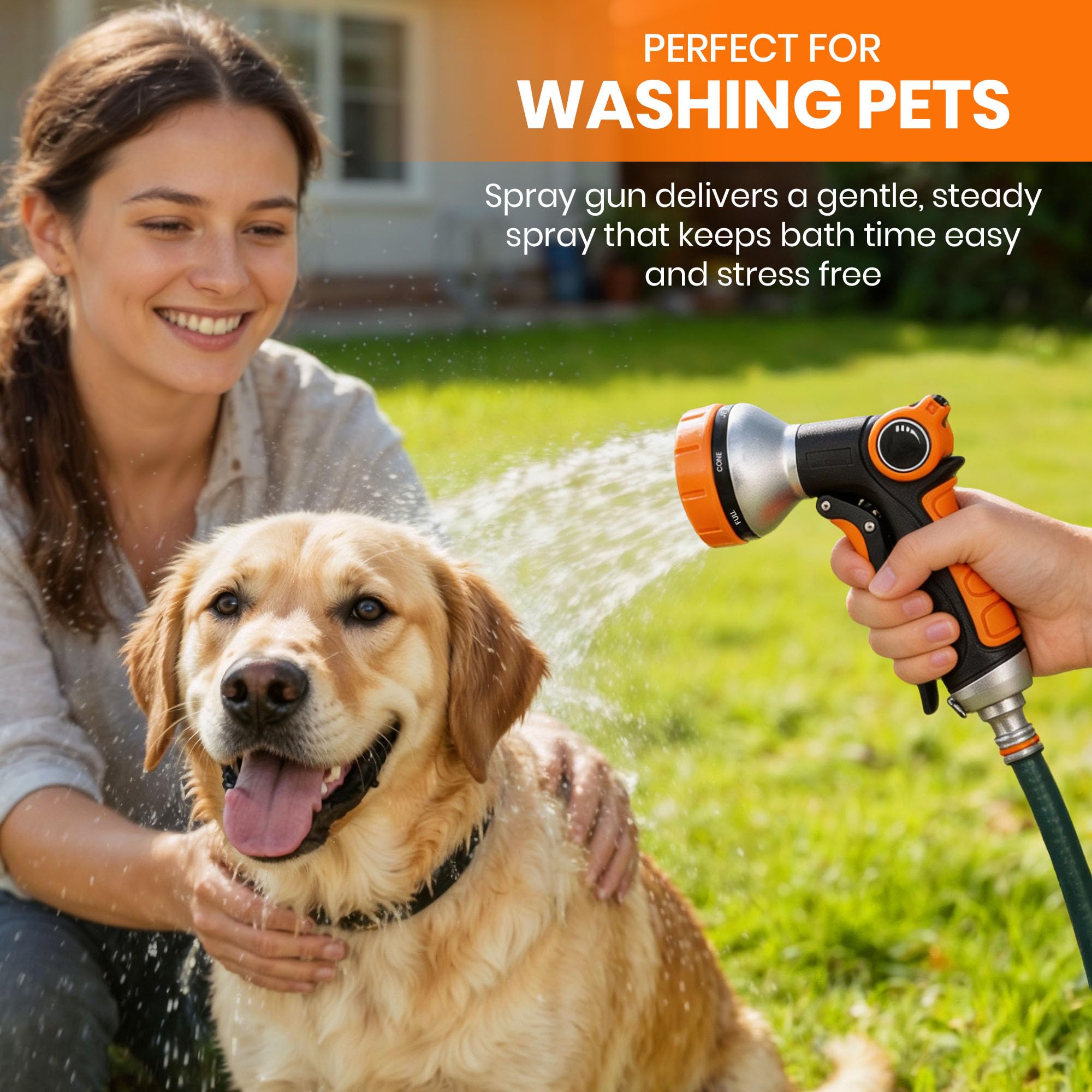 Hose Pipe Spray Gun - Adjustable 8 Patterned Garden Sprayer for Plant Watering or Pet Washing - High Pressure Garden Hose Spray Gun Outdoor Watering Accessories — view 6