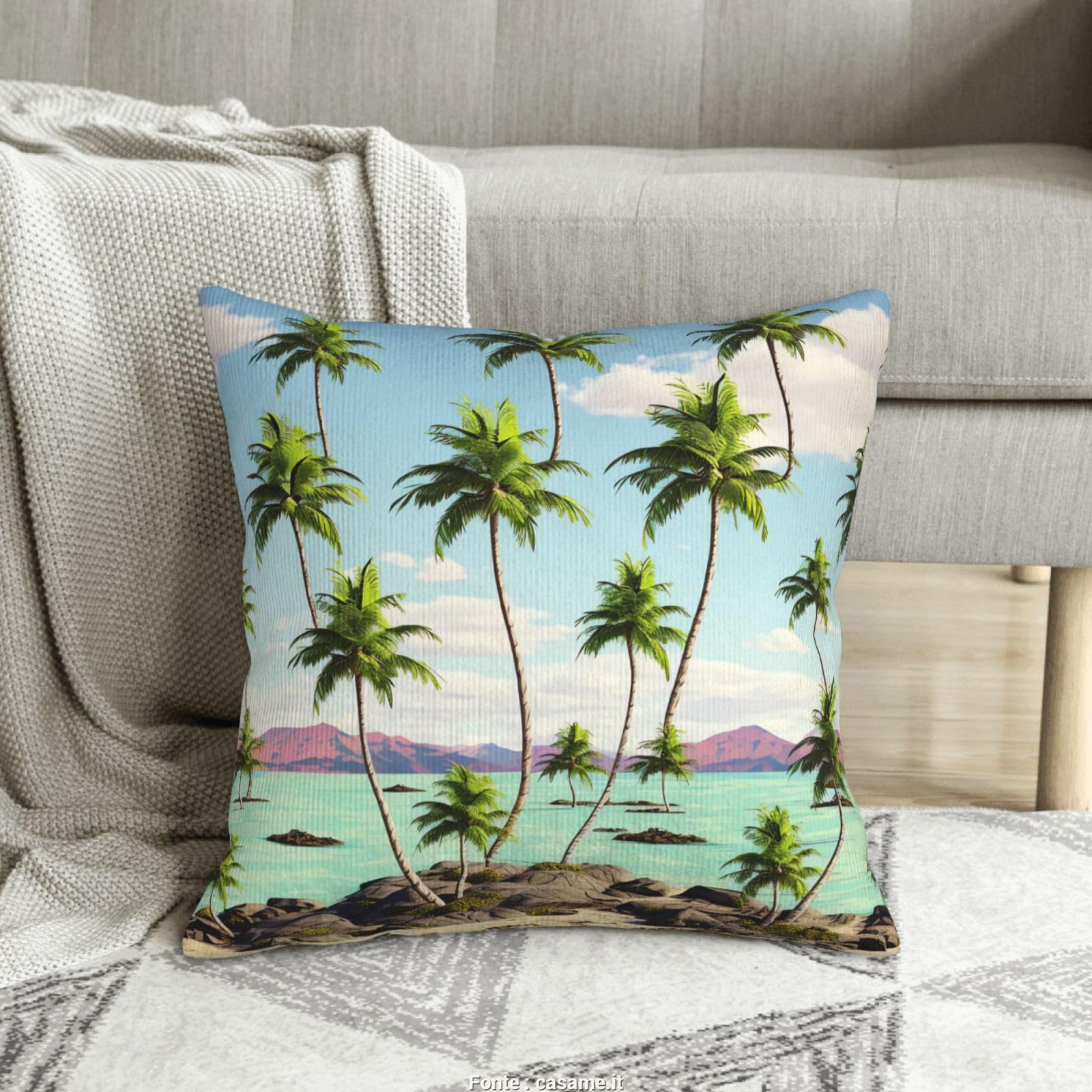 Housses de coussin velours côtelé haut de gamme motif palmier hawaïen