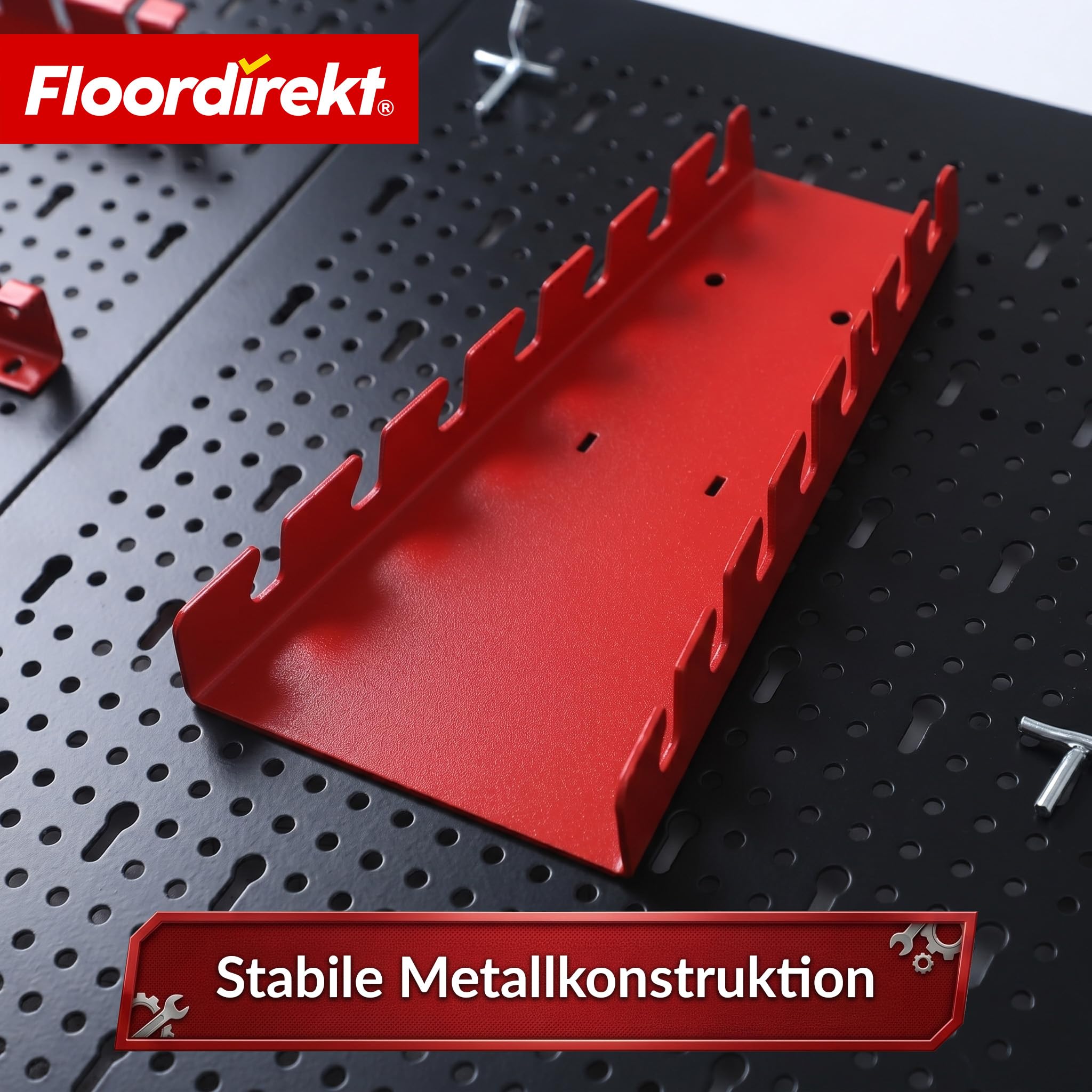 Floordirekt Werkzeug Lochwand aus Metall 160x60 cm Werkzeugwand Lochplatte - 4 Platten Set, für Werkbank, Garage, Werkstatteinrichtung