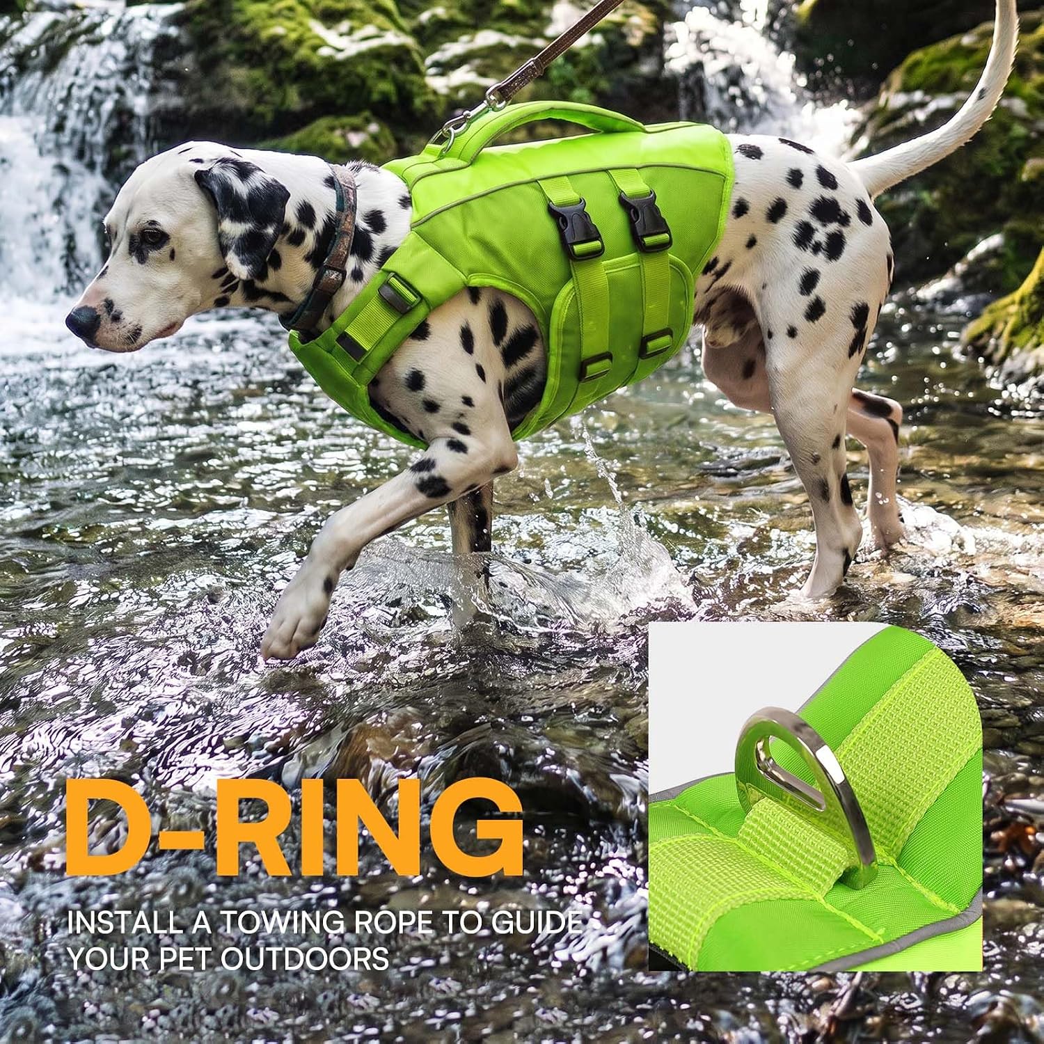 Queenmore Small Dog Life Jacket,Small Dog Life Vest for Swimming,Adjustable Reflective Dogs Swimming Vest,High Buoyancy Dogs Lifesaver,Pet Life Preserver(Green,S)