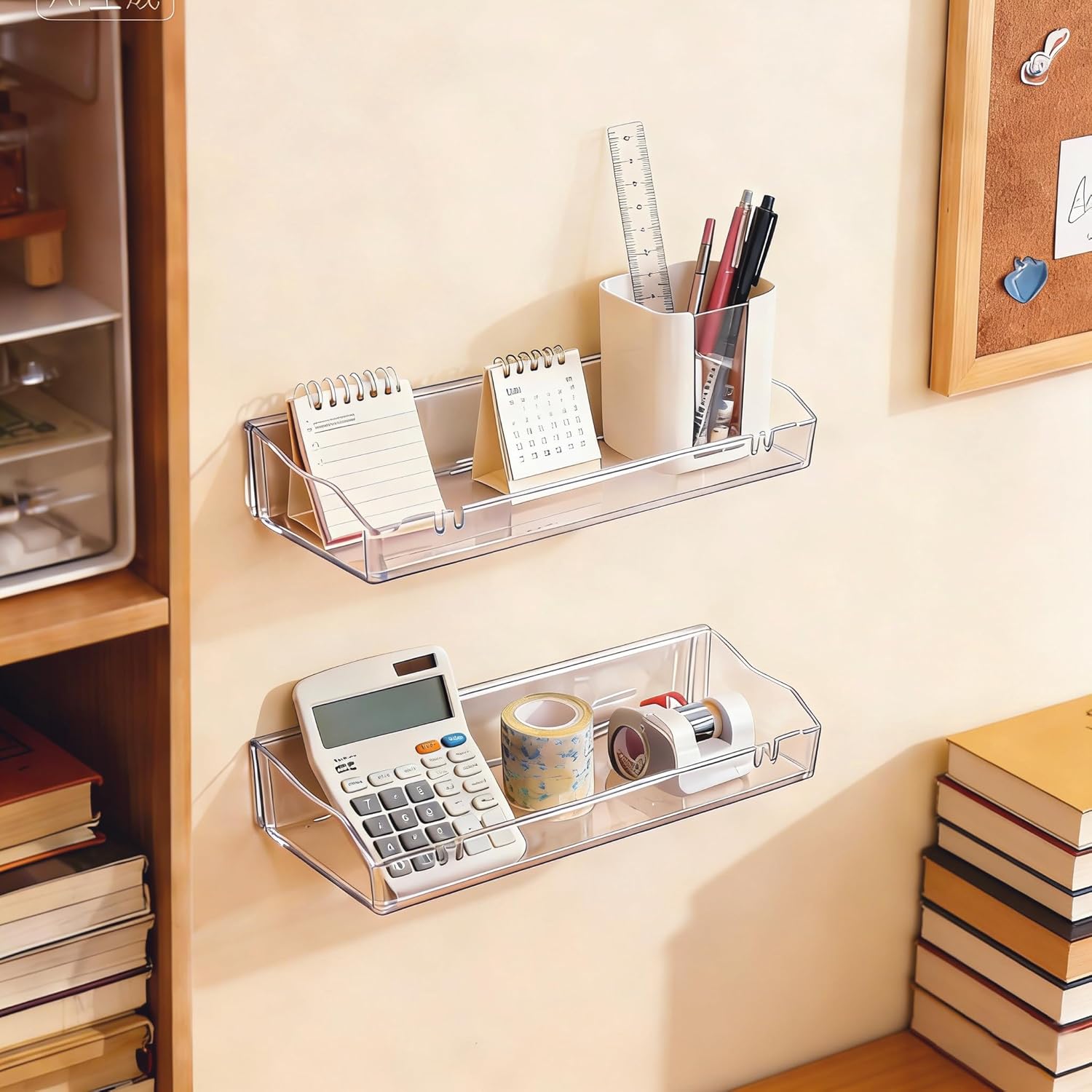 Clear Floating Shelves, Acrylic Shelves for Bathroom Organizers and Storage, Bathroom Shelf with Adhesive Shelf or Screws, Wall Mount Organizer for Shower Caddy,Room Decor, Kitchen, Living Room - Image 7