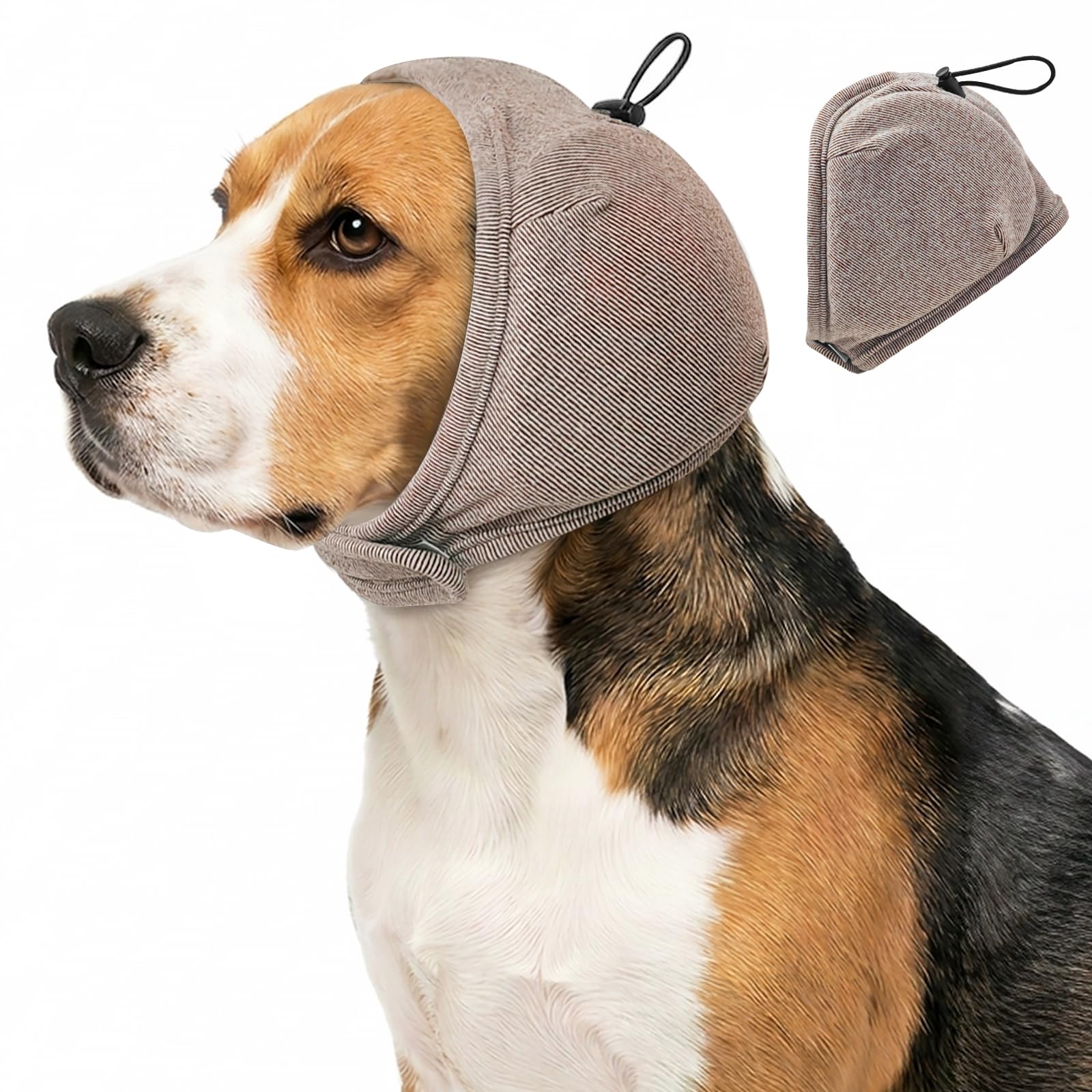 Dog Noise‑Cancelling Head Cover, Pet Ear Protection Hood for Anxiety (Coffee Brown, S)