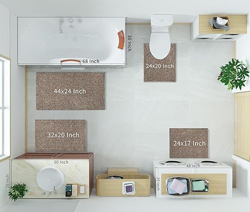 Miniatura 2 de Yimobra Alfombras de baño antideslizantes lavables de 32 x 20 pulgadas, tapete de baño de microfibra suave y absorbente, alfombra decorativa de