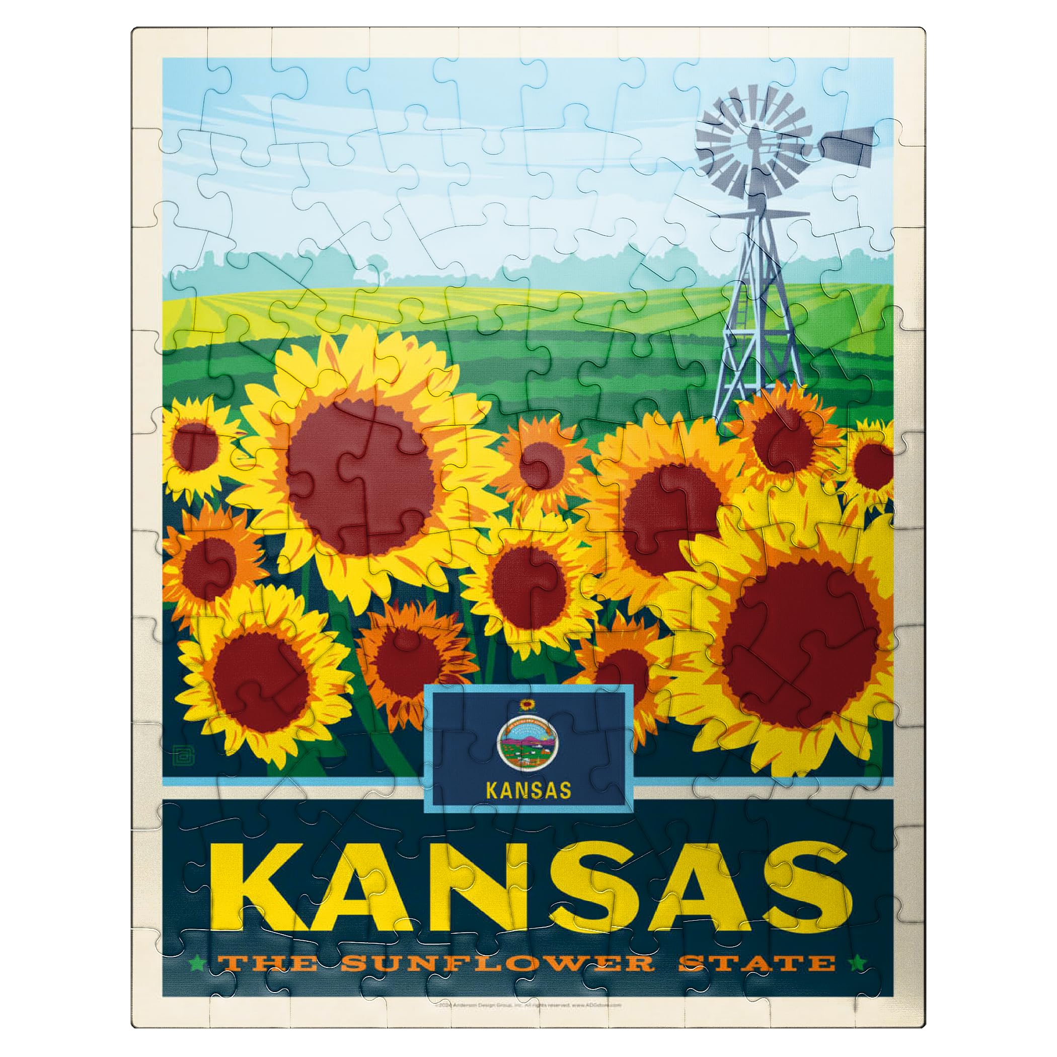 MyPuzzle Kansas: The Sunflower State - Premium 100 Piece Jigsaw Puzzle for Adults