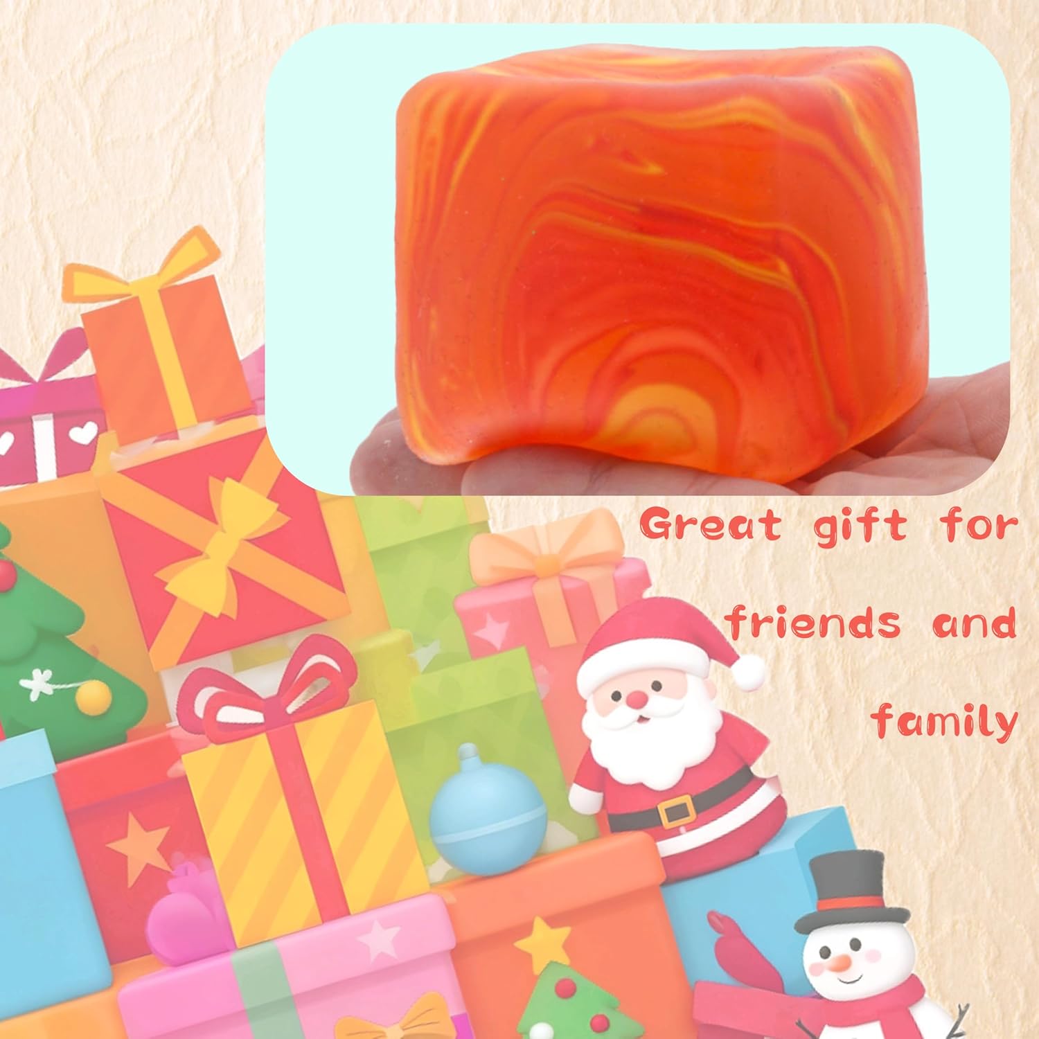 Fidget Toys Squishy Stress Cube, Stress Balls for Kids Adults Squishies Stress Relief, Ice Squishy Cube, Sensory Toys for Kids with Autism, Gifts for Halloween and Christmas - Image 5