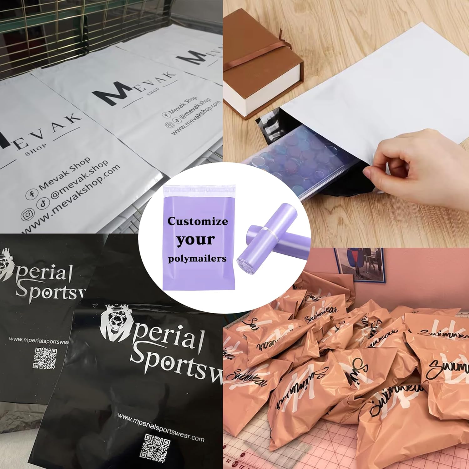 Custom Poly Mailer Bags,Personalized Packaging bags for Botique Retail and Online Business,Custom Self-Seal Mailing Bag,Custom Shipping Envelopes Printed Logo/Text/Slogan,Custom Postage Bag (50)