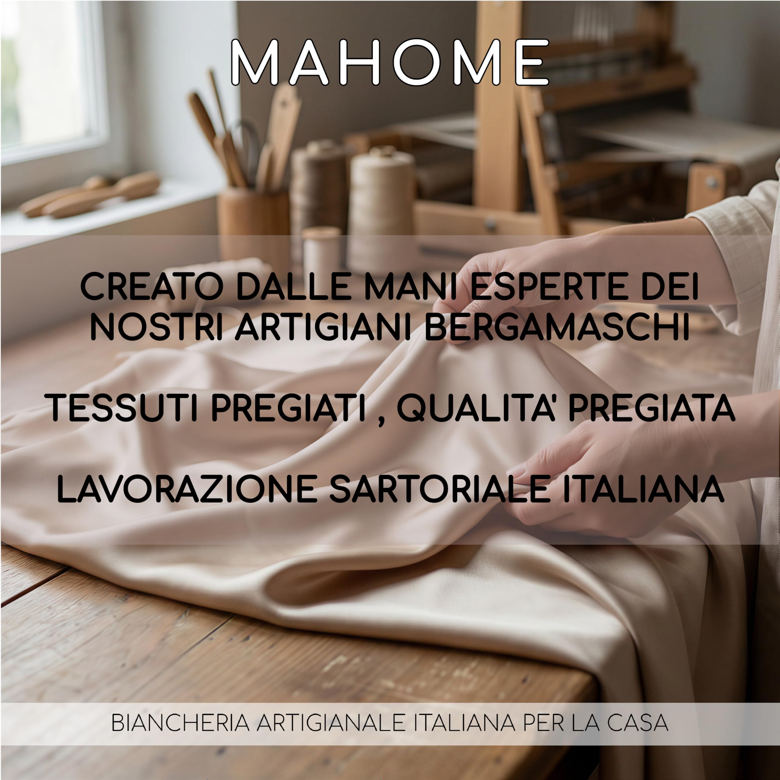 Mahome Juego de sábanas para cama de matrimonio de satén de algodón 100% de 300 hilos (TC) artesanal de lujo – Sábana bajera ajustable 180 x 200 x 30 cm, sábana encimera 250 x 290 cm, 2 fundas de