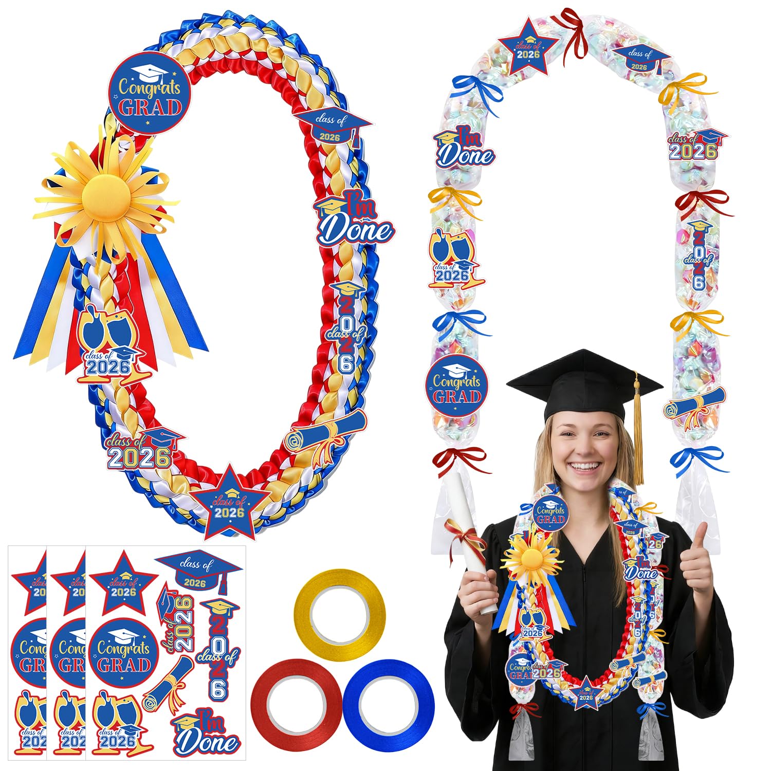 Photo 1 of Hokinaa Graduation Decorations Leis 2026 - 16 Pcs Philippines Class