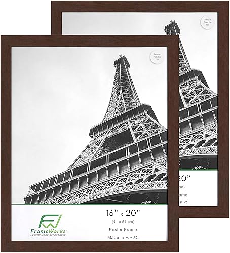 Vista 205 de FrameWorks Marco para póster de madera de 18 x 24 pulgadas, marcos clásicos de color negro mate con vidrio acrílico inastillable, fotos, pósters