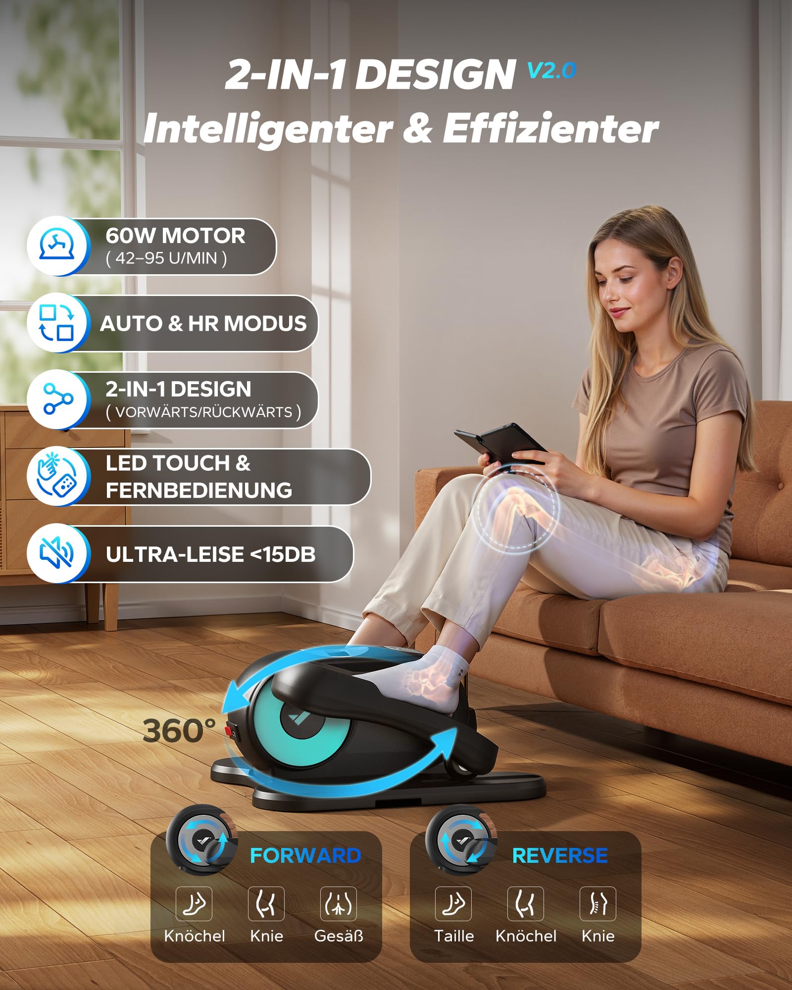 MERACH Untertisch Elektrischer Crosstrainer, Mini Ellipsentrainer für Zuhause mit gebogenem Großdisplay & Fernbedienung, 12 Geschwindigkeiten, Leiser & Tragbarer Pedaltrainer für Senioren & Erwachsene