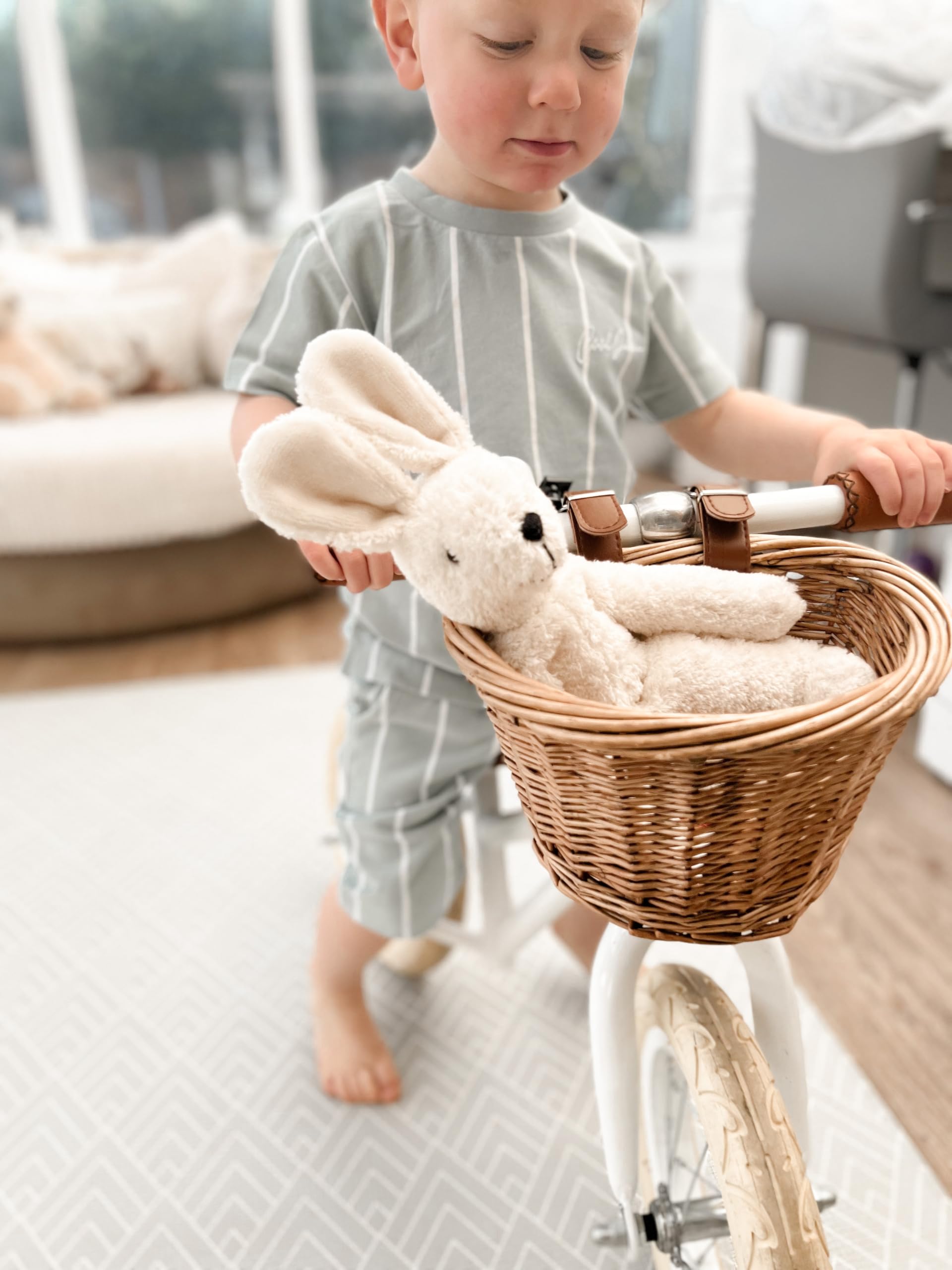 Senger ökologische Schlenker Tierpuppe Hase, klein | weiß, 30 cm groß mit Langhaar-Mohair