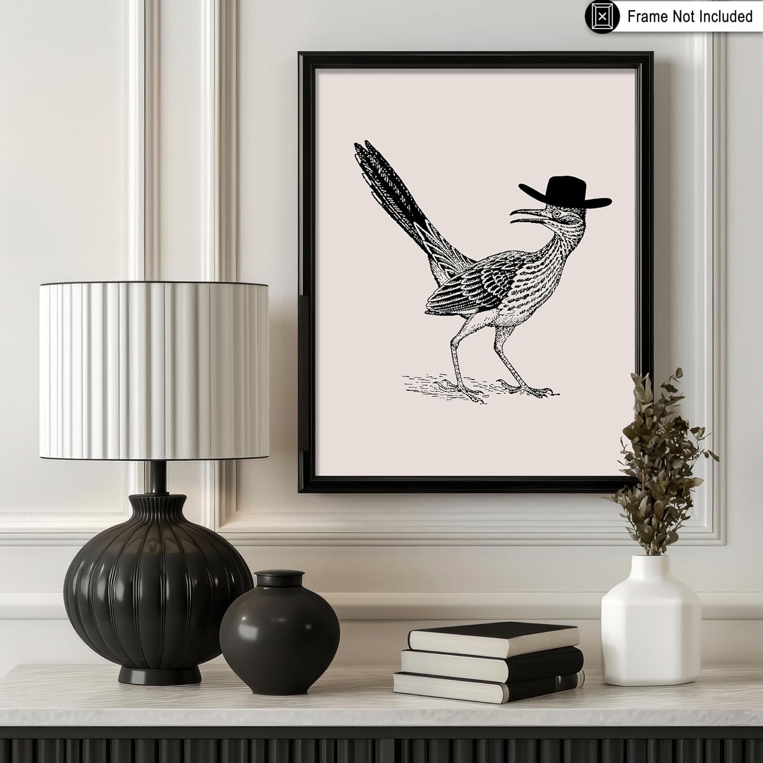 Poster Master Cowboy Roadrunner Poster - Retro Cowboy Print - Western Art - Wild West Design - Trendy Design - Gift for Men & Women - Great Decor for Office, Dorm Living Room - 8x10 UNFRAMED