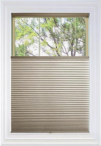 BlindsAvenue Persiana celular de panal de abeja inalámbrica de arriba hacia arriba, 916 pulgadas, celda única, apagón, piedra de impresión de