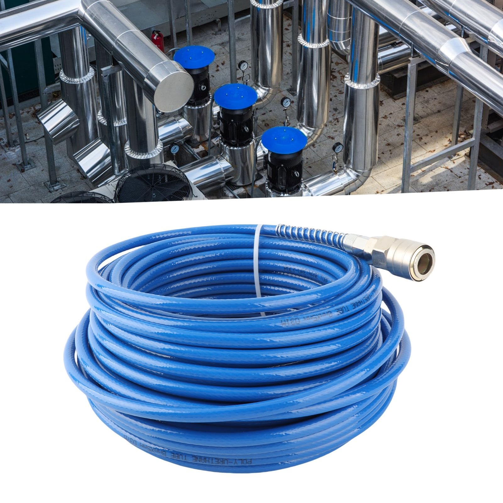 Tubo de manguera PU de alta presión del compresor de aire para reparación y construcción de automóviles [longitud de 20 m] (Azul)