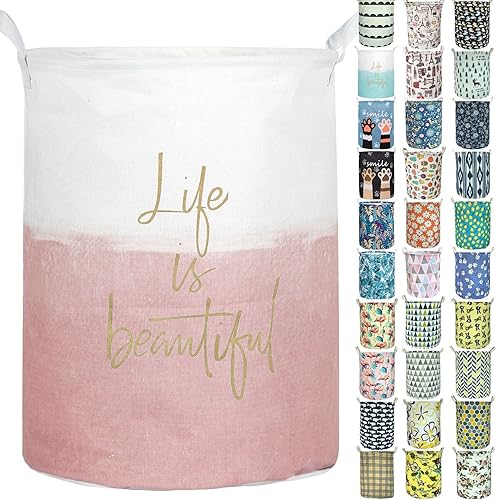Merdes - Cesta de lavandería plegable impermeable de 19.7 pulgadas, cesta de ropa sucia, organizador de almacenamiento de lino para colección de