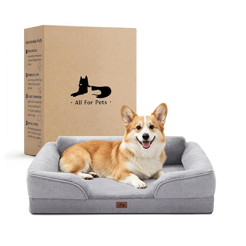 Cama ortopédica para cães pequenos Warmrest com espuma em formato de caixa de ovos, capa removível lavável, cinza-claro, 71,12 x 58,42 x 24,13 cm