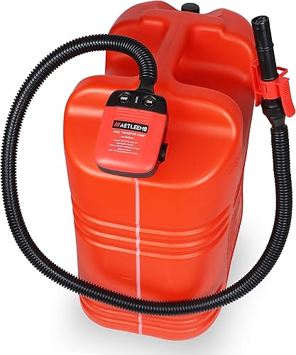 Bomba automática de transferencia de combustible con sensor de parada automática (2.4 GPM), manguera de entrada flexible que se adapta a la mayoría