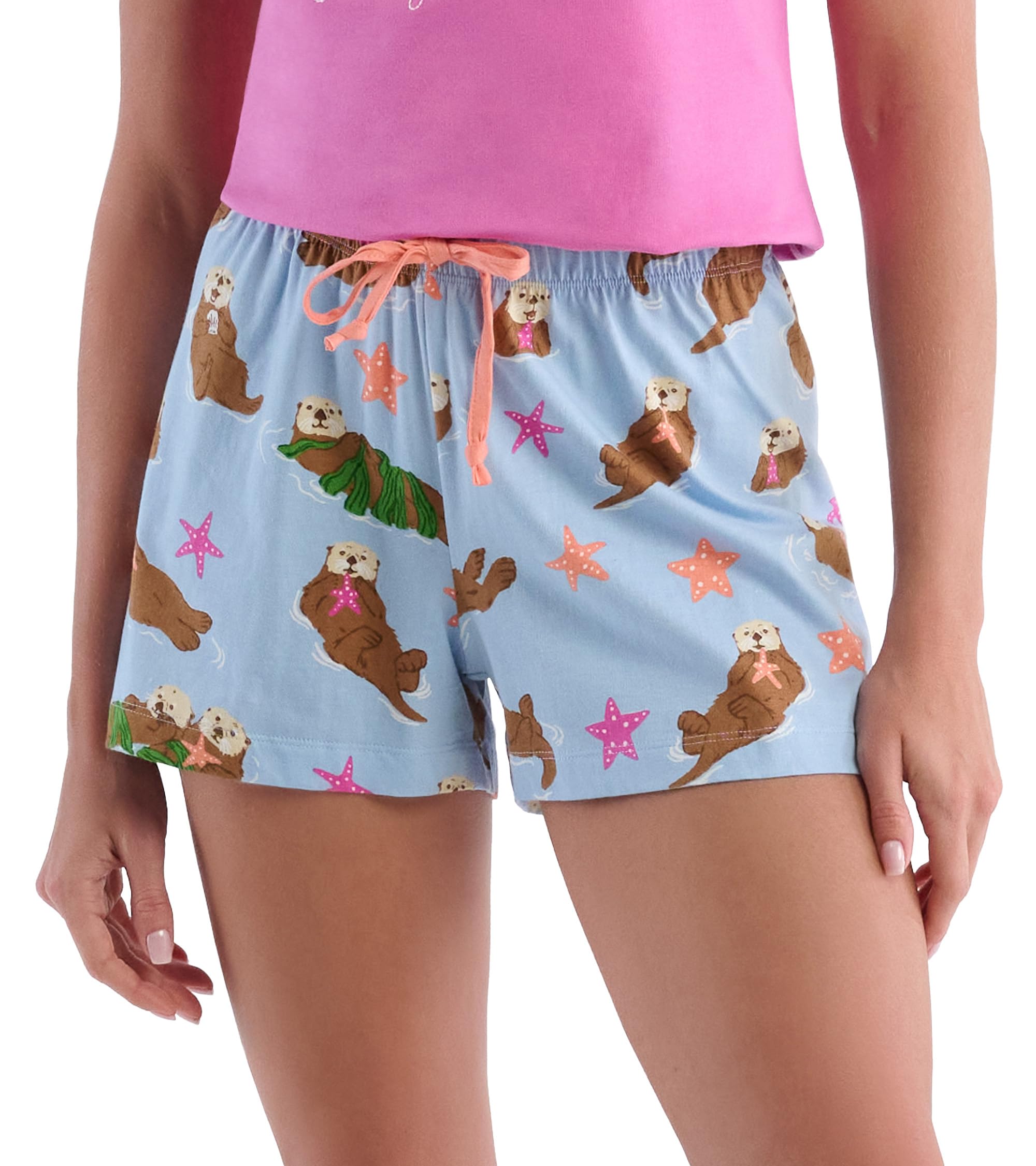 Little Blue House Women's Happy Otters Sleep Shorts Pyjama Bottoms, Medium