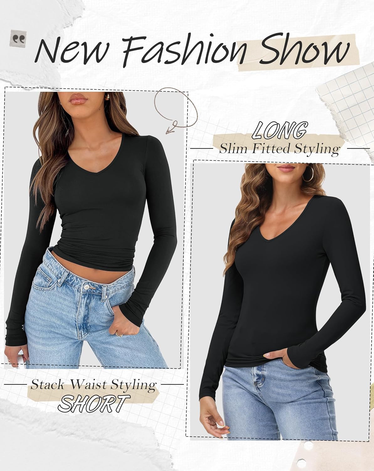 IWD Womens Long Sleeve Shirts V Neck Casual Tops 2026 Fashion Slim Fitted Tops Basic Tee Y2k Outfits - Image 3