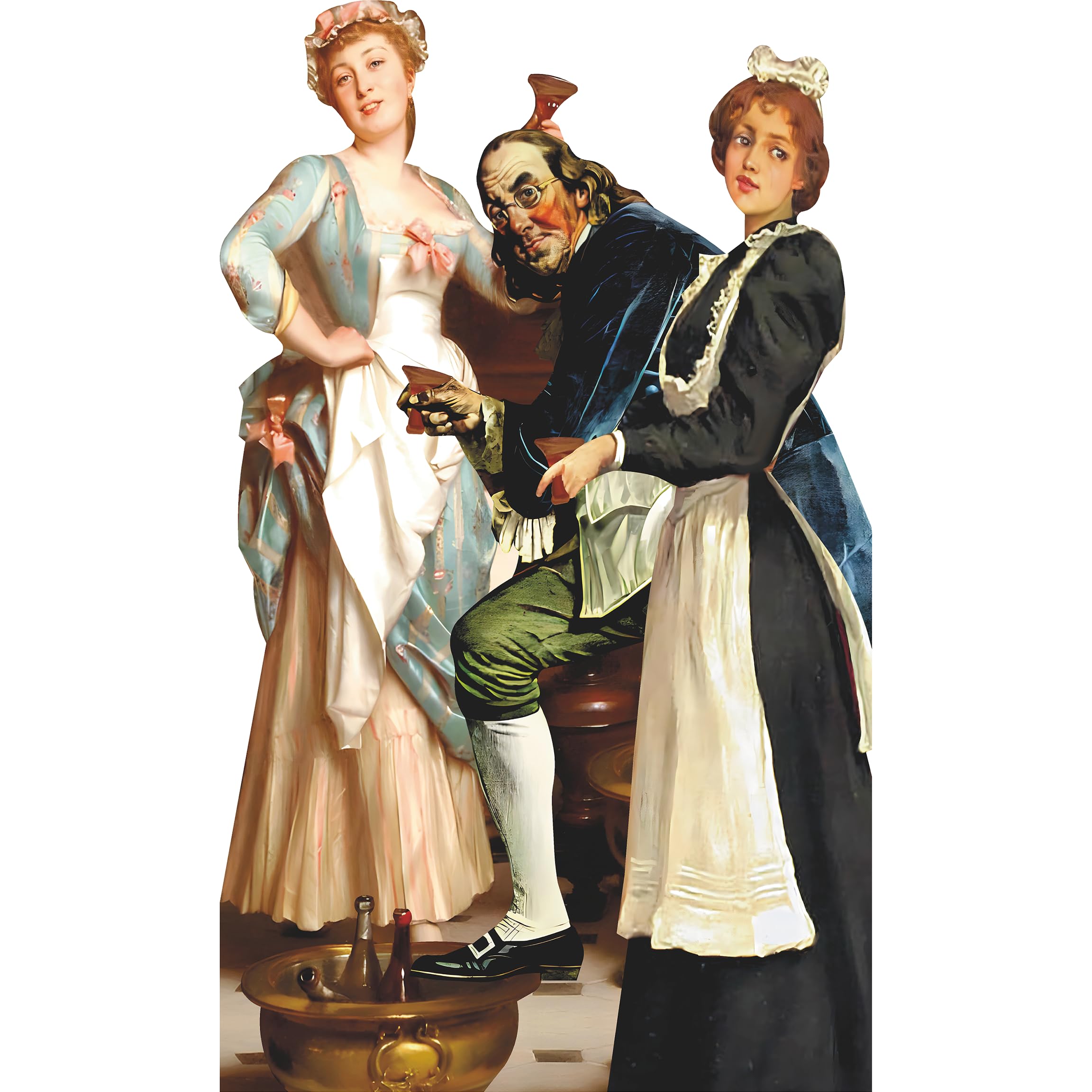 H76607 Benjamin Franklin France Ladies Man Cardboard Cutout Standee Standup