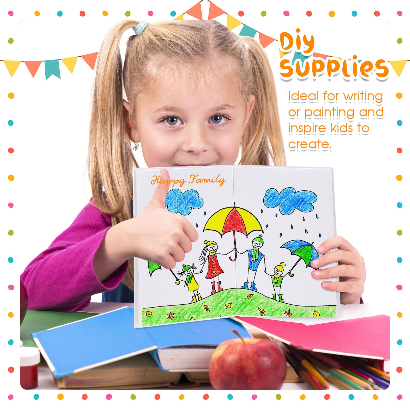 SATINIOR 20 libri vuoti con copertina rigida per bambini per scrivere storie, 15 x 20 cm, copertina rigida per libri da disegno, diario vuoto, 20 fogli di libri vuoti per studenti, bianco