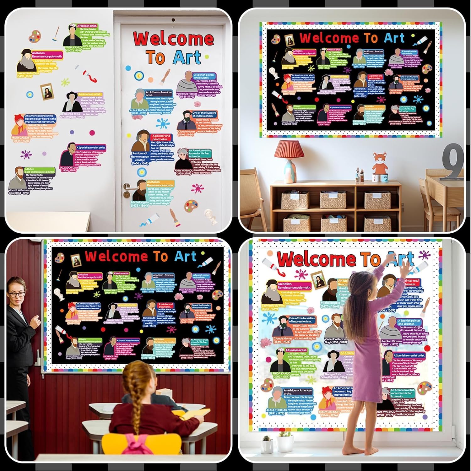 Art Classroom Decor Welcome to Art Bulletin Board Classroom Decorations Painting Bulletin Board Set Famous Artist Cutouts Decoration for Back to School Home Office Window Wall Door Supplies