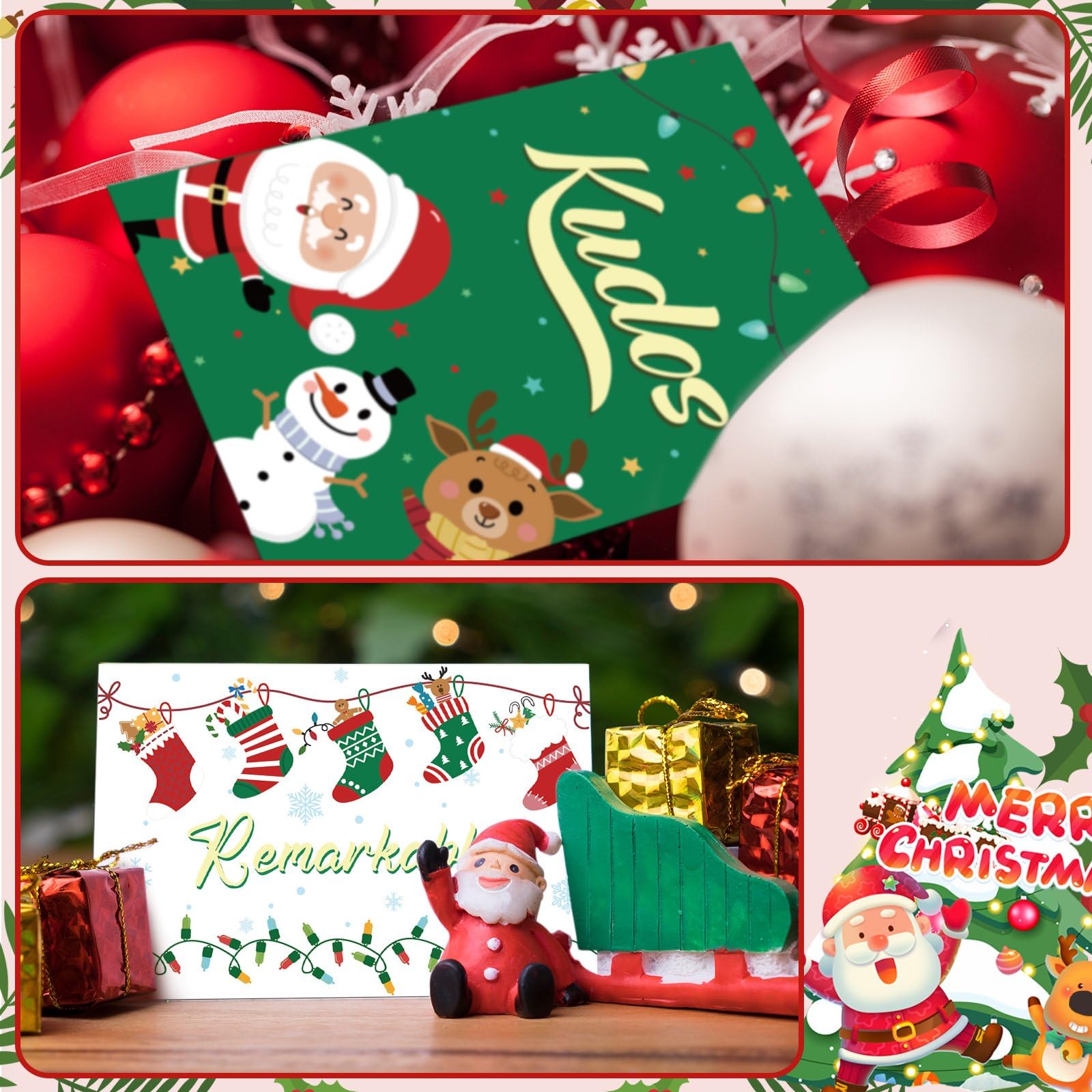 Zhanmai 240 Stück Weihnachtskarten mit Umschlägen für Mitarbeiter, Kunden, Dankeschön, motivierende Grußkarten, Postkarten, leere Rückseite, ideal für Geschäftslehrer