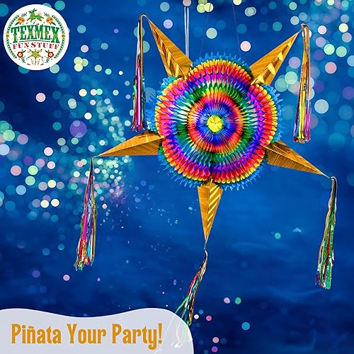 Miniatura 25 de Piñata de estrella mexicana con conos rojos y cuerda de 25 pies, piñata extragrande para adultos o niños, piñata para cumpleaños, decoraciones