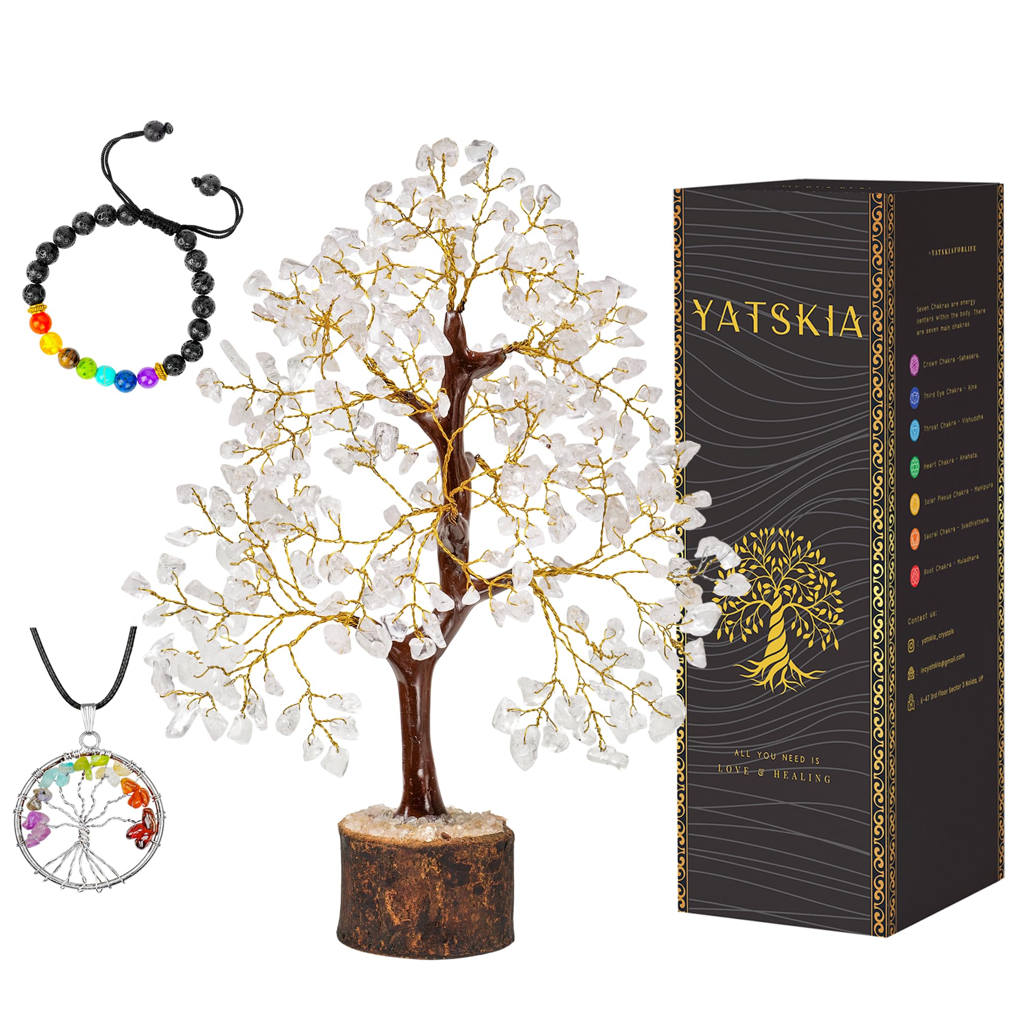 Meditations Baum YATSKIA Kristallbaum Des Lebens - Feng Shui Geldbaum Aus  Quarz 25-30cm Grünes Glück, image size:2048x2048