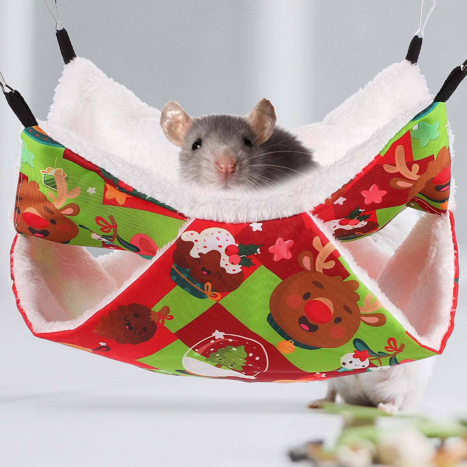 3 Stück Weihnachts Hängematten für Hamster aus Robustem Material Winter Warmnest mit Tunnel Kleines Haustier Schlafbett In Leuchtendem Rot