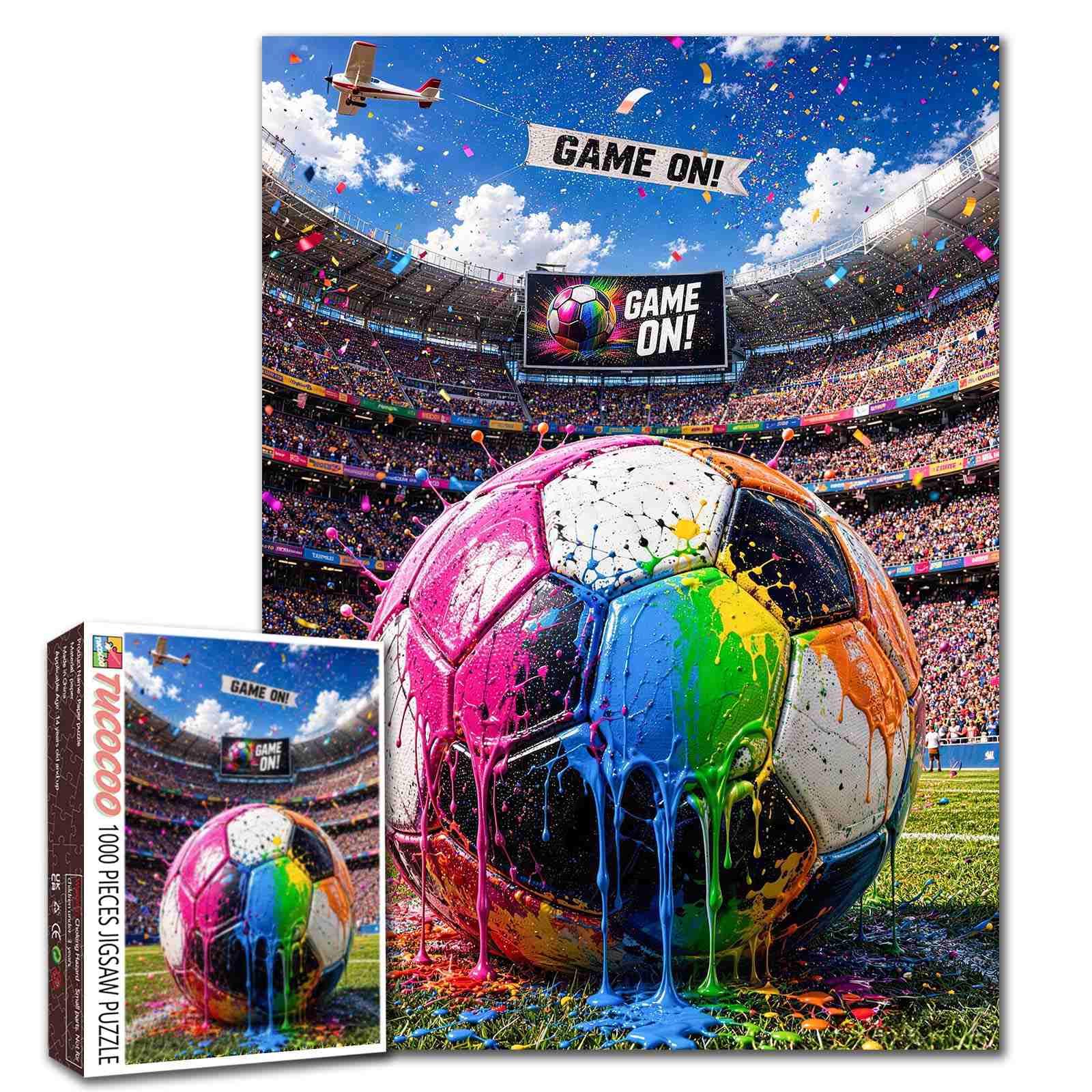 Graffiti Football Art Jigsaw Puzzle Stadium Street Art 1000 Pieces for Adults Pop Art Puzzle Sports Fan Soccer Lover Gift Challenging Family Activity Games Colorful DIY Craft for Home Decor