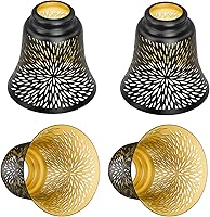 Vista 1 de Globos de repuesto para ventilador de techo, paquete de 4 globos de repuesto con patrón de crisantemo y adaptador de 1-5/8", ALUCSET de 4.5