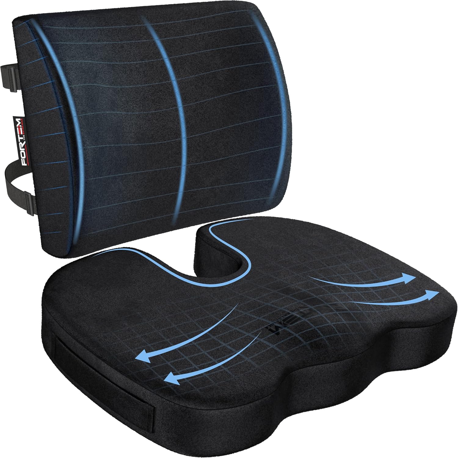 FORTEM Chair Cushion, Seat Cushion for Office Chair, Lumbar Support