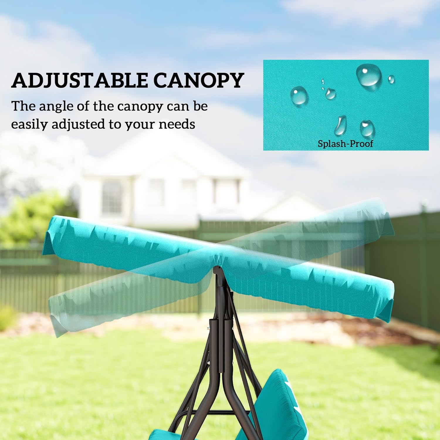 Outsunny 3-Seat Outdoor Patio Swing Chair with Removable Cushion, Steel Frame Stand and Adjustable Tilt Canopy for Patio, Garden, Poolside, Balcony, Backyard, Green