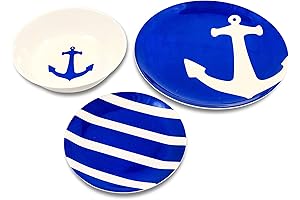 Camco Nautical Blue and White Dishware Set