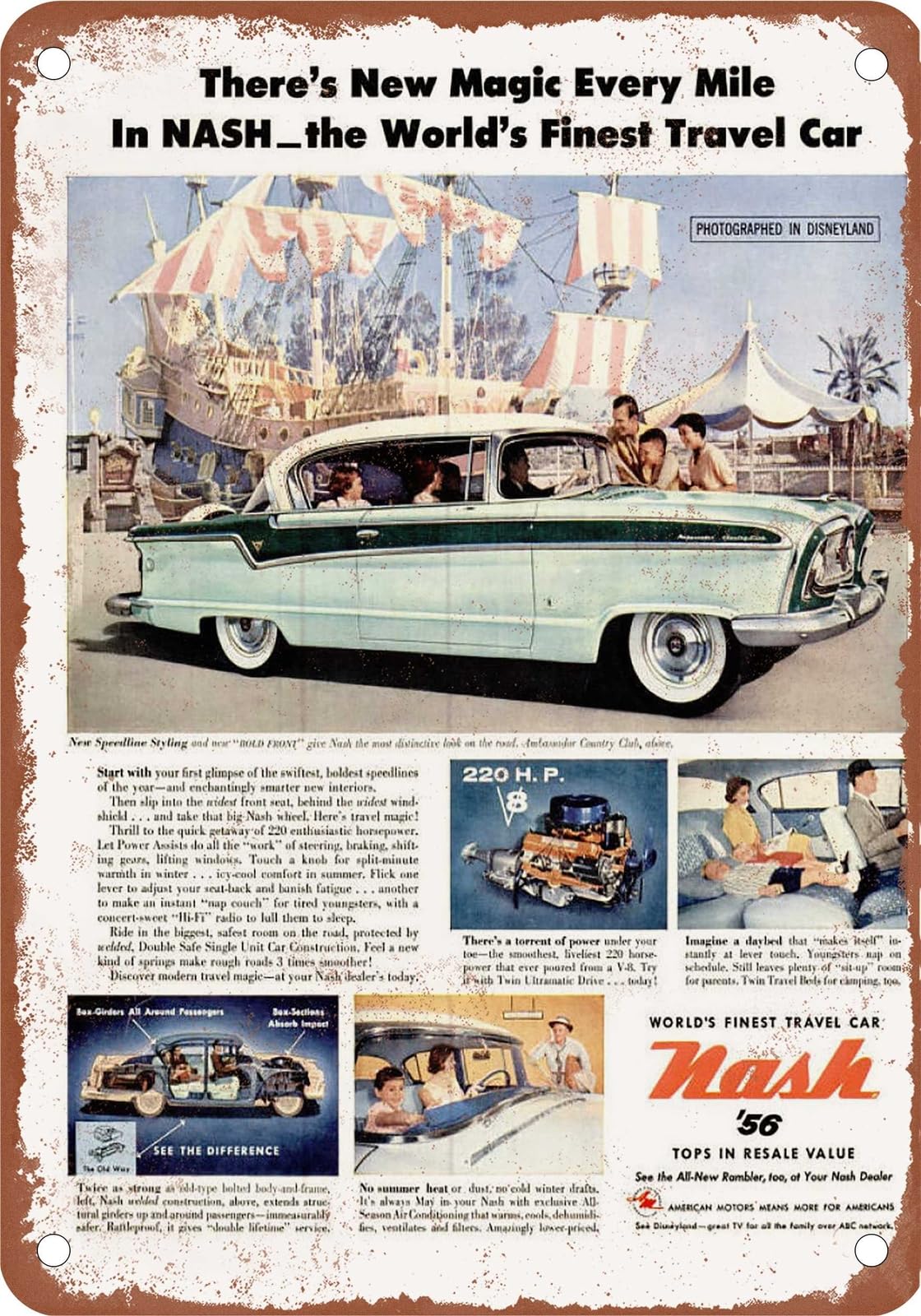 Miaomansenstore Metal Sign - 1956 Amc Nash Vintage Ad 02 - Old Retro Rusty Look Home Decor