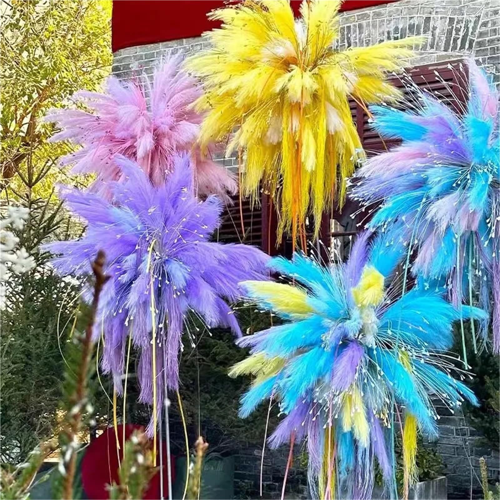 Trockenblumen Reed Valentinstag Dekoration Hochzeit Hintergrund Blume Anordnung Szene Layout Feder Pampas Gras(Yellow)