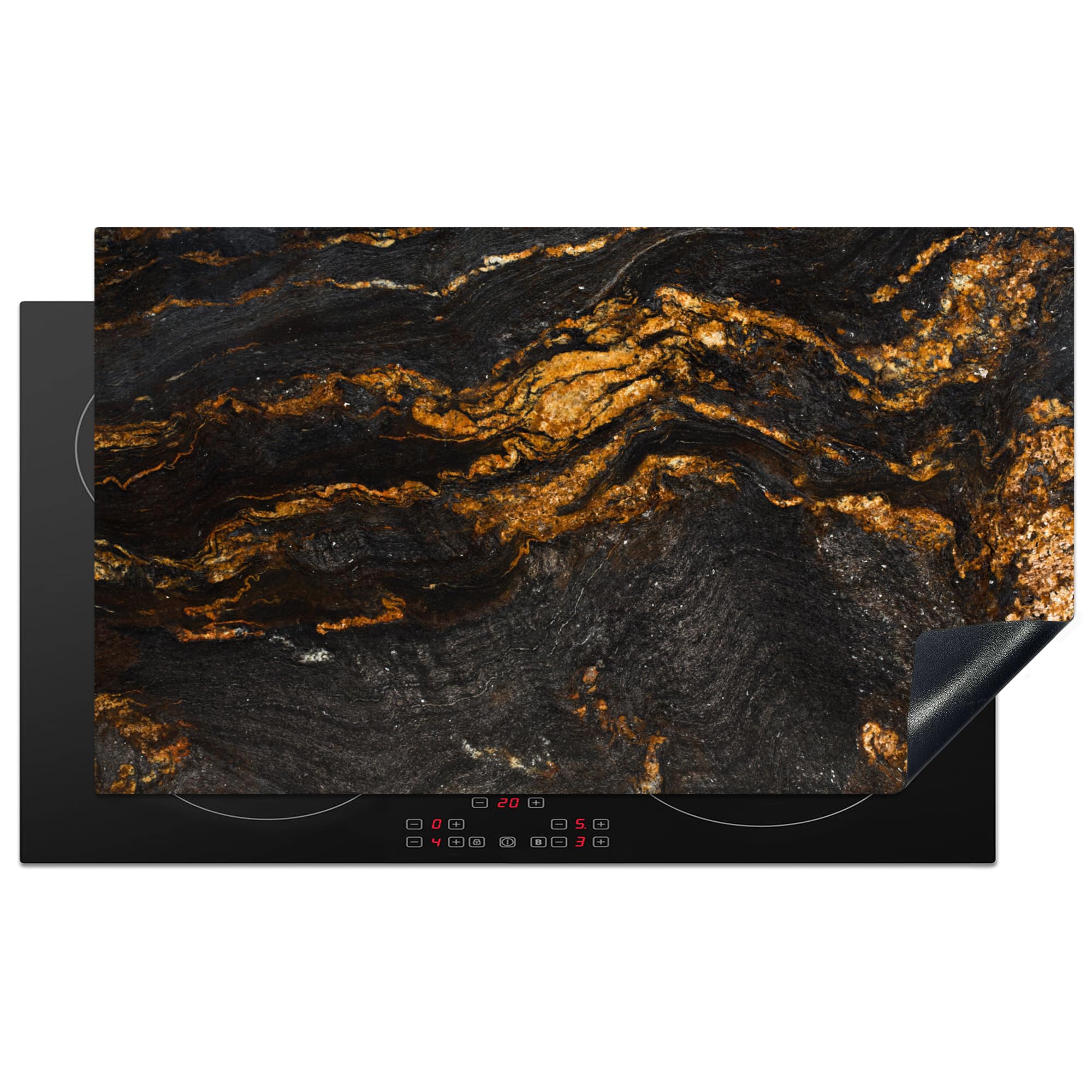 KitchenYeah© Induction Hob Cover Protector Mat 20.5"x35.9" / 91.2x52 cm Kitchen Universal Ceramic Covers for Electric Cookers Vinyl Marble - Limestone - Black - Gold - Marble Look - Luxe