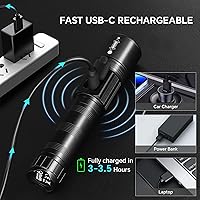 Vista 5 de LED Rechargeable Flashlights 9900 High Lumens 2Pack, Super Bright Flashlight, Zoomable Powerful Camping Flashlights with LCD Digital Display, 5