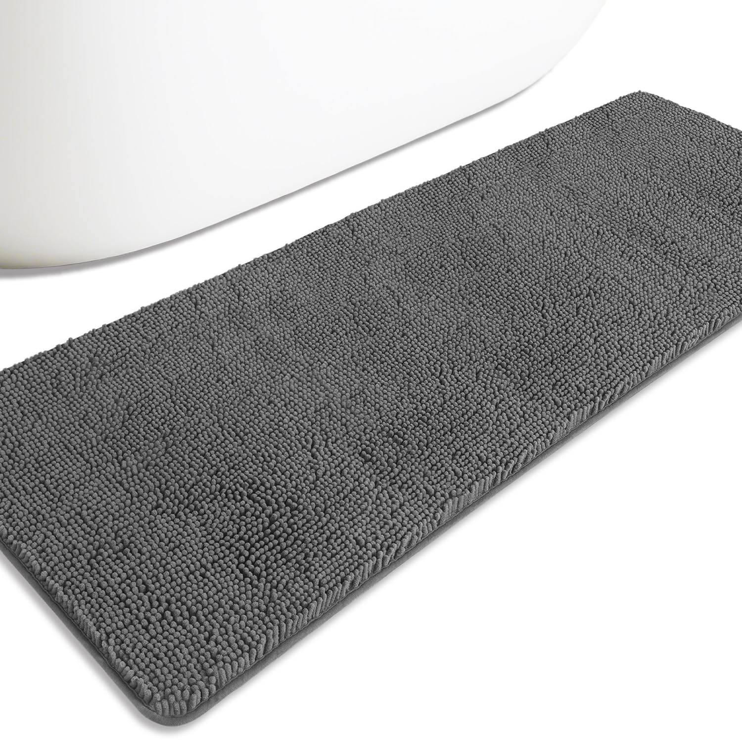 PureSwan Bathroom Runner Rug 24 x 72 Non Slip – Extra Long Bath Mat | Absorbent and Washable Thick Chenille Runner Rug for Bathroom, Shower, Tub, Sink